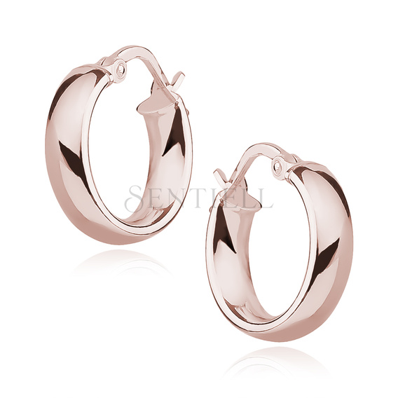 Silver (925) earrings hoops - highly polished, rose gold-plated