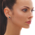 Silver (925) elegant round earrings with black zirconia