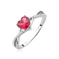 Silver (925) ring with ruby zirconia heart