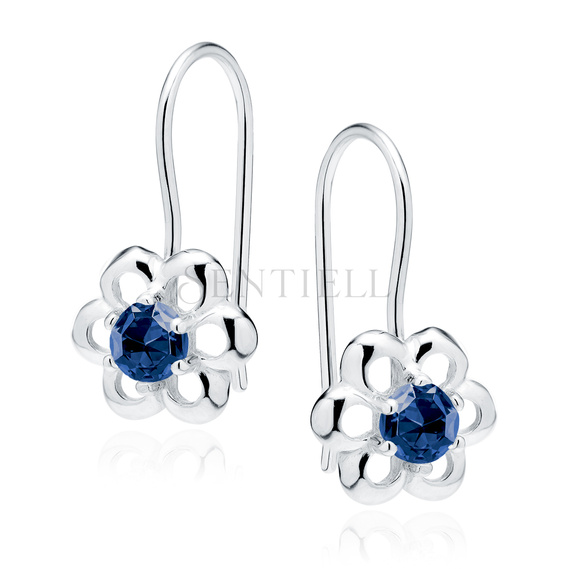 Silver (925) Earrings sapphire colored zirconia