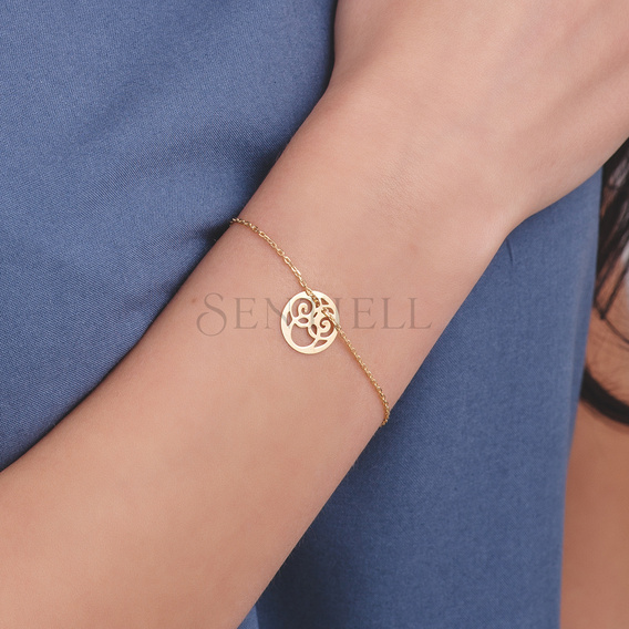 Silver (925) bracelet - openwork circle, gold-plated