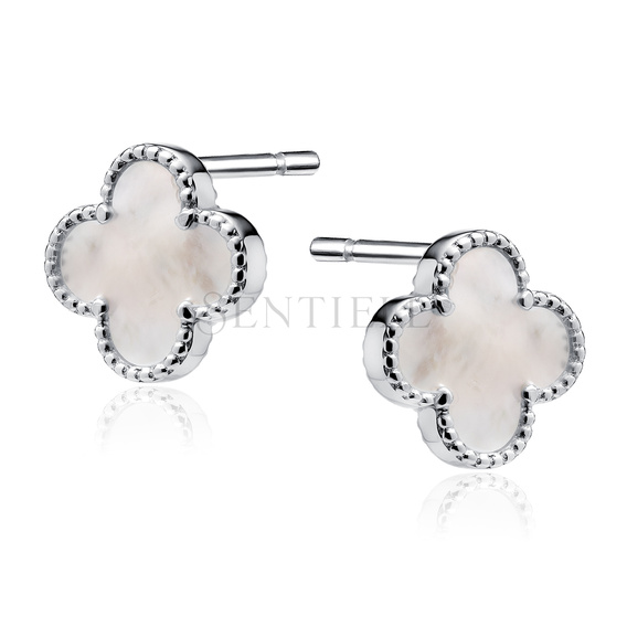 Silver (925) gold-plated earrings with mother of pearl - quatrefoil