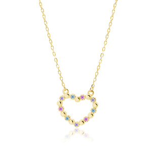 Silver (925) gold-plated necklace - heart with zirconias