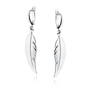 Silver (925) elegant feather earrings