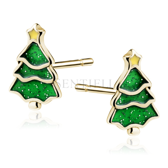 Silver (925) gold-plated earrings - Christmas tree