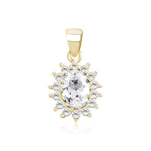 Silver (925) gold-plated pendant with elegant white zircons