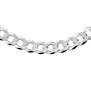 Silver (925) diamond-cut chain - curb extra flat rhodium-plated Ø 250