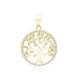 Silver (925) gold-plated pendant with white zirconias - Lucky Tree