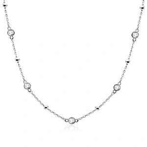 Silver (925) necklace with balls and white zirconias