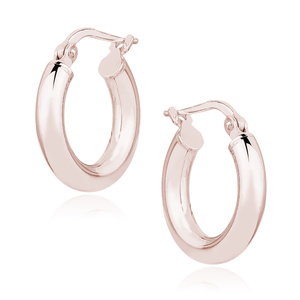 Silver (925) earrings hoops - rose gold-plated, highly polished