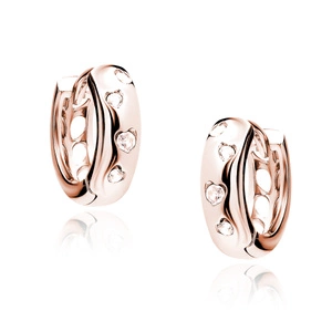 Silver (925) rose gold-plated earrings hoop with morganite color zirconias