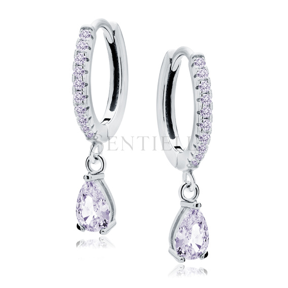 Silver (925) earrings with lavender teardrop zirconia