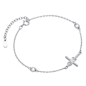 Silver (925) bracelet - cross with zirconia and infinity