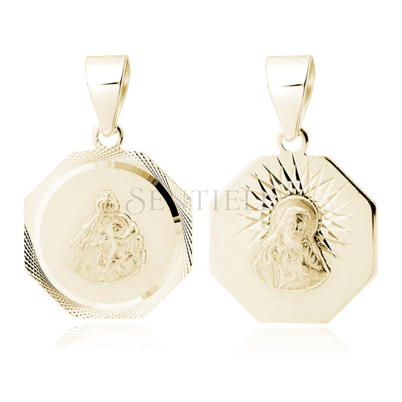 Silver (925) gold-plated pendant diamond cut - Scapular Mary / Jesus