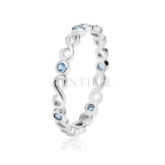 Silver (925) subtle ring with aquamarine zirconia - Infinity