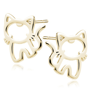 Silver (925) gold-plated earrings - cats