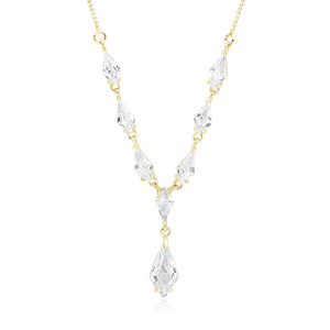 Silver (925) stylish, bridal, gold-plated necklace with zirconia