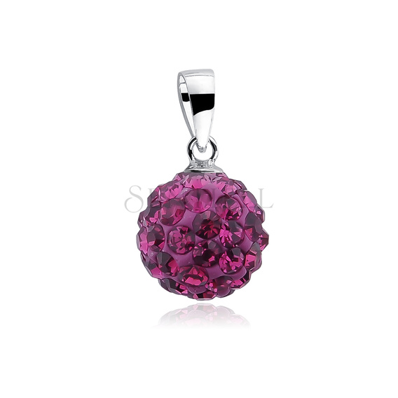 Silver (925) pendant disco ball 10mm fuchsia