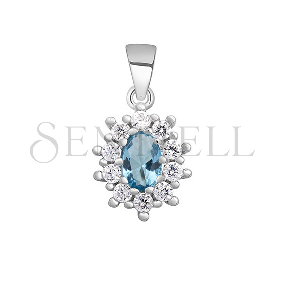 Silver (925) pendant aquamarine colored zirconia