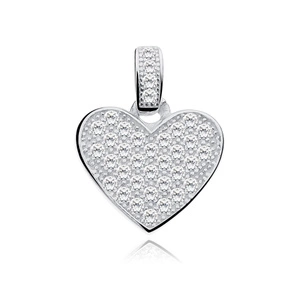 Silver (925) pendant white zirconia - heart microsetting