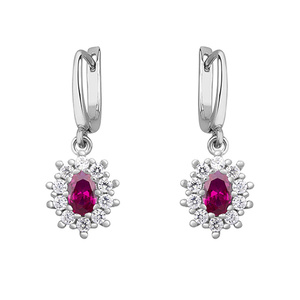 Silver (925) Earrings ruby colored zirconia