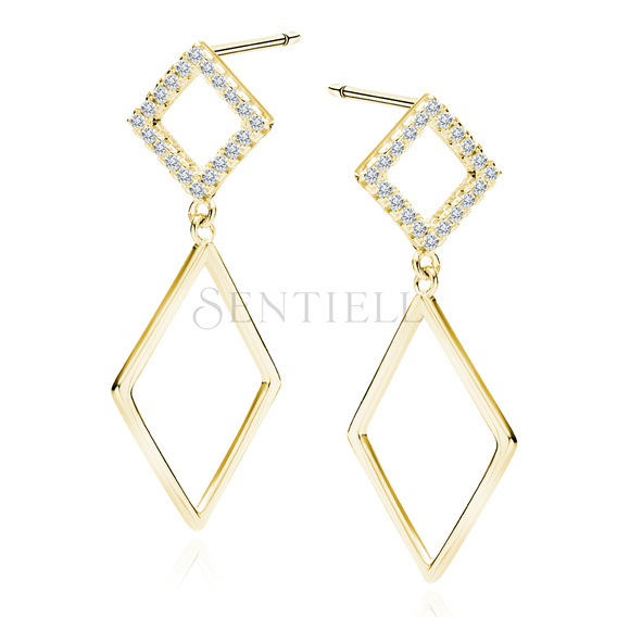 Silver (925) gold-plated earrings with white zirconias