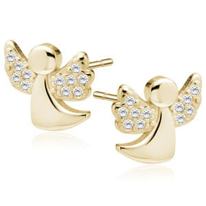 Silver (925) gold-plated earrings angels with white zirconias