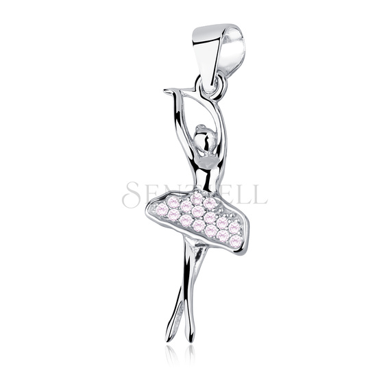 Silver (925) ballerina pendant with light pink zirconia