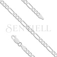 Silver (925) diamond-cut chain - figaro extra flat Ø 120 rhodium-plated