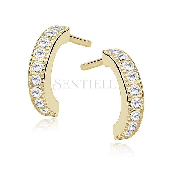 Silver (925)earrings open hoop with zirconia, gold-plated