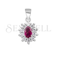 Silver (925) pendant ruby colored zirconia