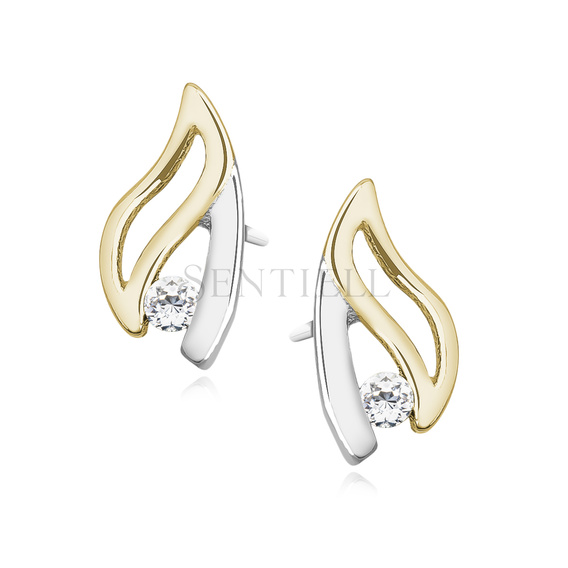 Silver (925) gold-plated earrings with zirconia