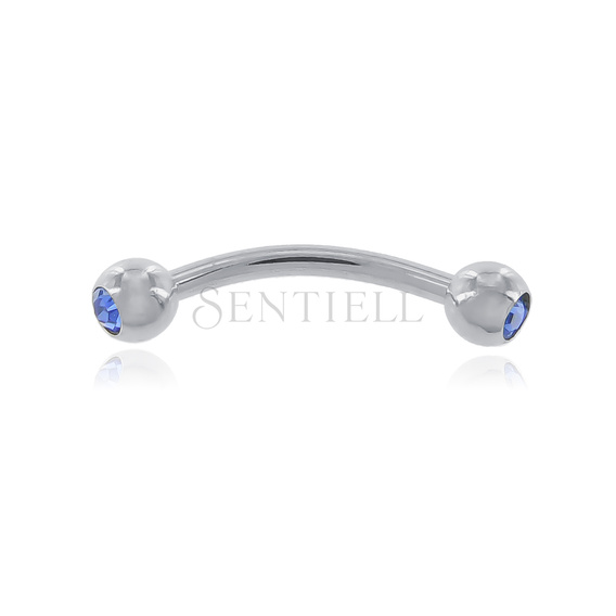 Stainless steel (316L) banana piercing for eyebrow - balls with blue zirconia