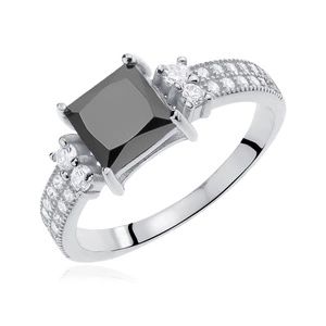 Silver (925) ring with black zirconia