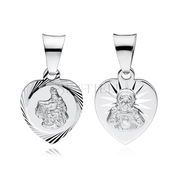 Silver (925) heart pendant - Jesus Christ / Scapular Mary