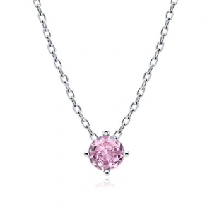 Silver (925) necklace with pink zirconia