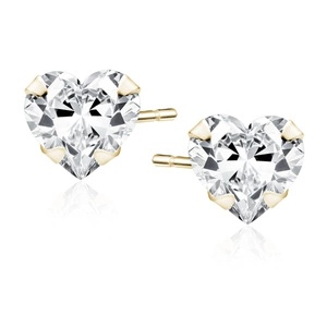 Silver (925) gold-plated earrings white zirconia 5 x 5mm hearts