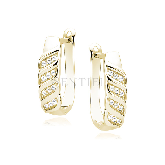 Silver (925) gold-plated earrings with white zirconia