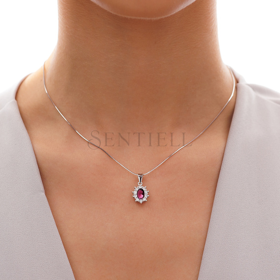 Silver (925) pendant ruby colored zirconia