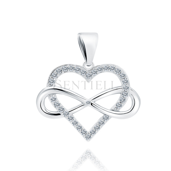 Silver (925) pendant - heart with infinity and zirconias