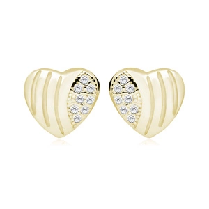 Silver (925) Earrings zirconia hearts microsetting gold-plated