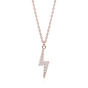 Silver (925) rose gold-plated necklace - lightning with zirconias