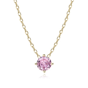 Silver (925) gold-plated necklace with pink zirconia
