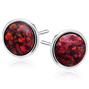 Silver (925) earings with red opal