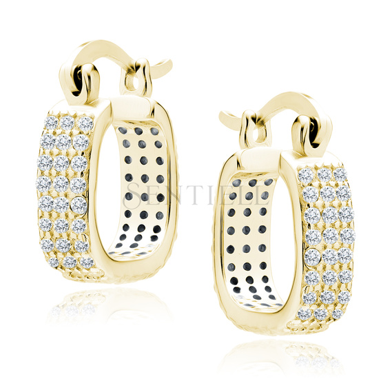 Silver (925) gold-plated earrings hoop with zirconia