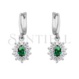 Silver (925) Earrings green colored zirconia