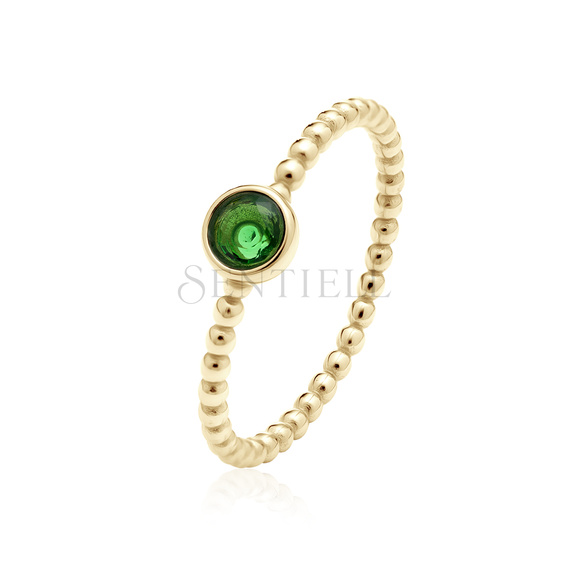 Silver (925) gold-plated ring with emerald zirconia