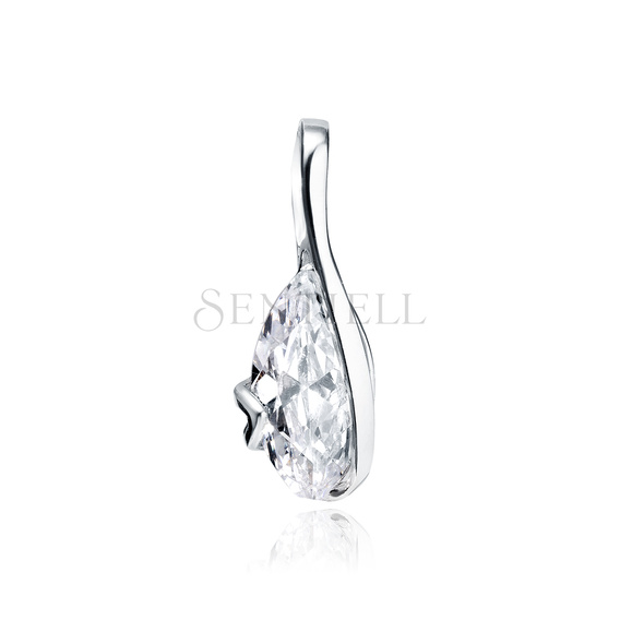 Silver (925) elegant pendant with white zirconia