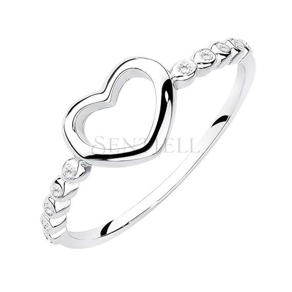 Silver (925) ring with zirconia - heart