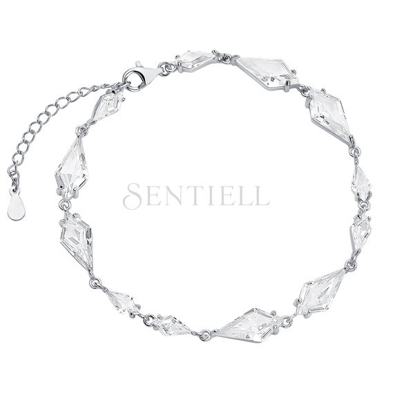 Silver (925) stylish, bridal bracelet with zirconia